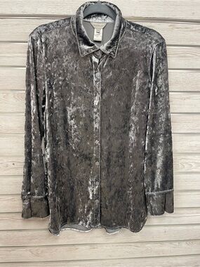 Multiples Silver Velvet Button-Up Shirt